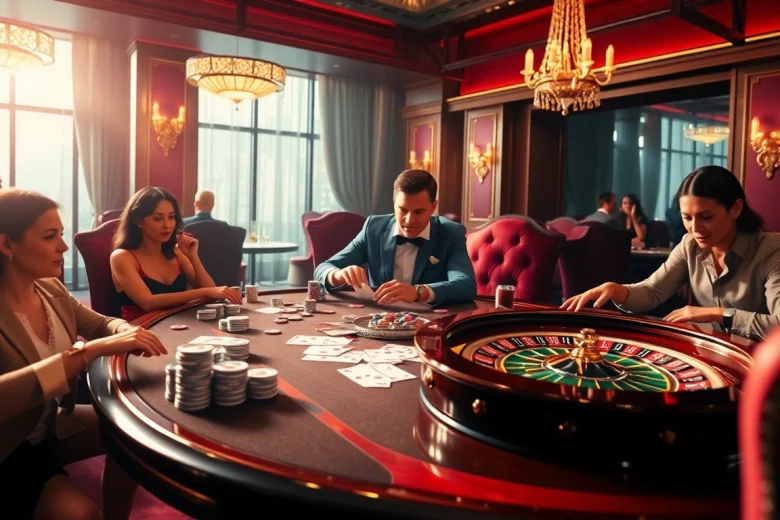 Players at a luxurious casino table play cards, immersed in the experience at https://cpc188.org.