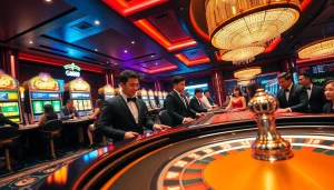 Exciting scene at Ga888 casino with players engaging at a vibrant roulette table.