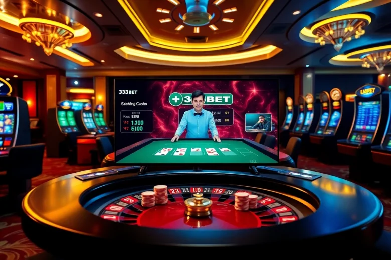 Experience the thrill of 333bet with a live dealer blackjack game and vibrant casino visuals.