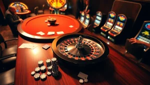 CF789 users engaging in exciting online gambling at a luxurious casino table with roulette and poker chips.