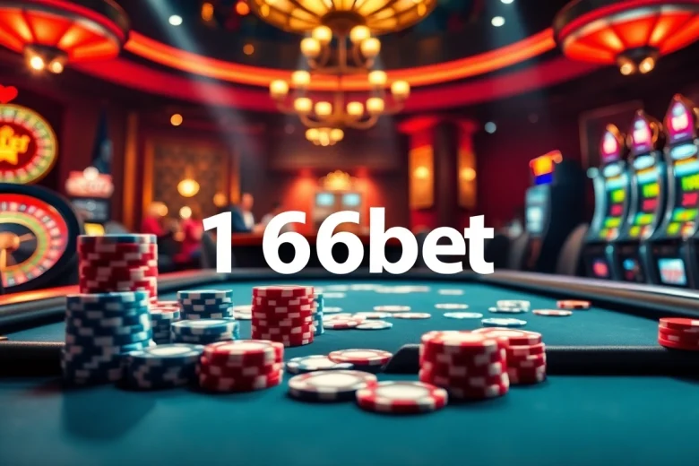 Experience thrilling gaming action at 166bet with vibrant poker chips and a roulette wheel in a luxurious casino setting.