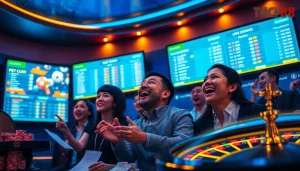 Thriving betting scene at Thể Thao LC88, showcasing exciting sports betting options and vibrant graphics.