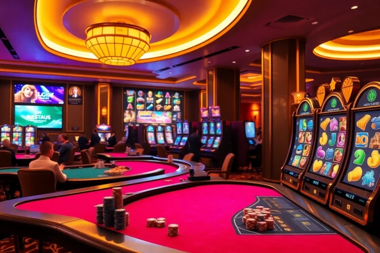 Intense gaming action at https://lucky88sss.com/ featuring casino tables and interactive slot machines.