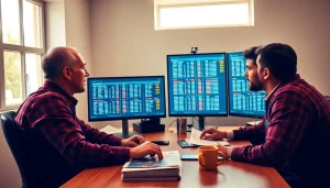 Évaluation des meilleurs sites de paris sportifs dans une ambiance de bureau dynamique.