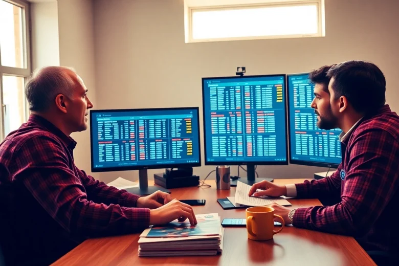 Évaluation des meilleurs sites de paris sportifs dans une ambiance de bureau dynamique.