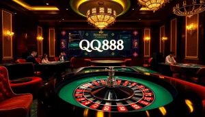 Experience the excitement of casino gaming with QQ88 at a luxurious roulette table.