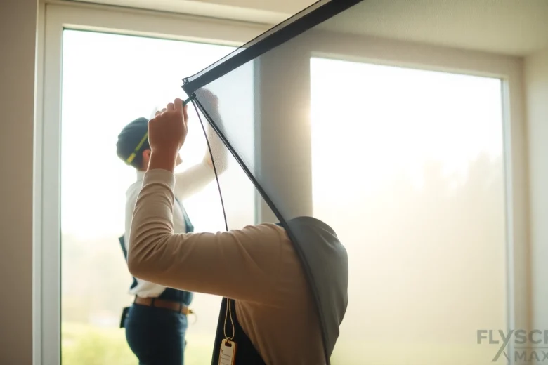 Installation de Flyscreenmaxx pour une protection efficace contre les insectes.