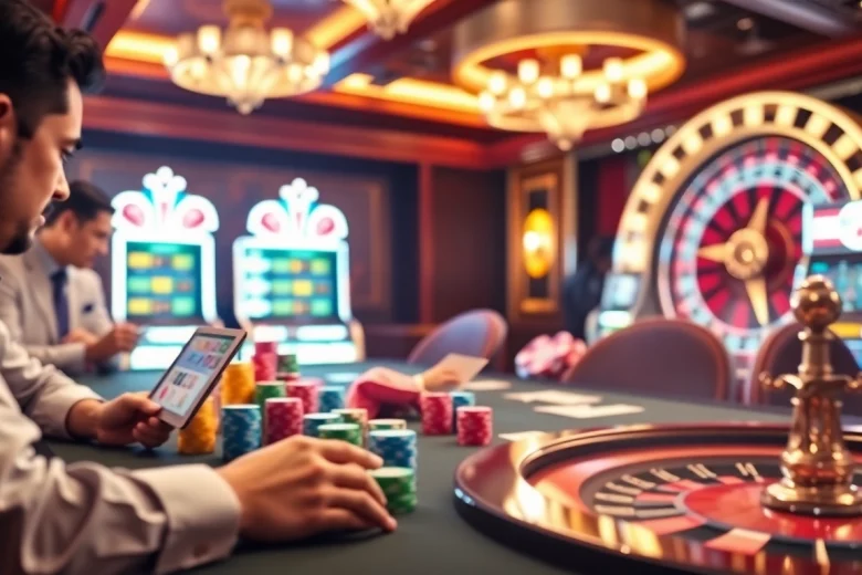 Engage in thrilling poker action at 399W casino with vibrant chips and cards.