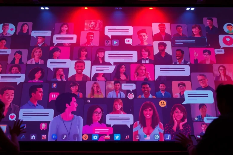 Engaging online adult sex chat environment with diverse user avatars and vibrant chat interface.