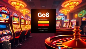 Join Đăng Ký GO8 at an exciting casino interface with glowing games and vibrant chips.