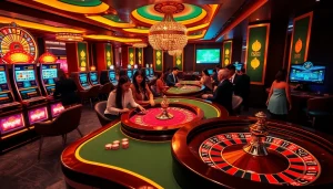 Jouer dans un casino Français Crypto luxueux, avec des machines à sous dynamiques et des joueurs professionnels.
