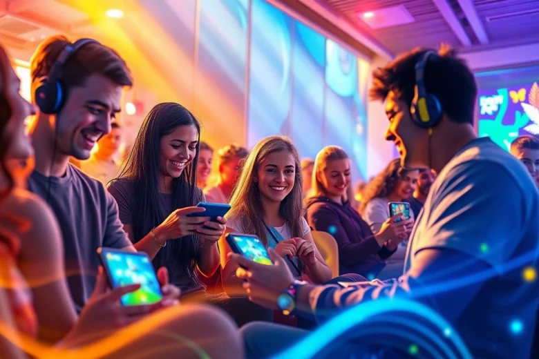 Engaging scene of diverse gamers on 399W platform, showcasing creativity and collaboration.