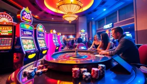 Experience thrilling gameplay at F8BET with vibrant slot machines and a lively casino atmosphere.