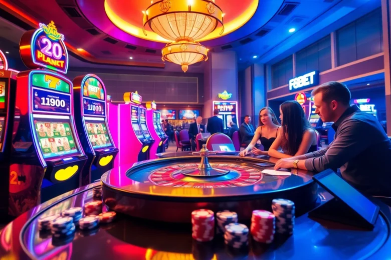 Experience thrilling gameplay at F8BET with vibrant slot machines and a lively casino atmosphere.