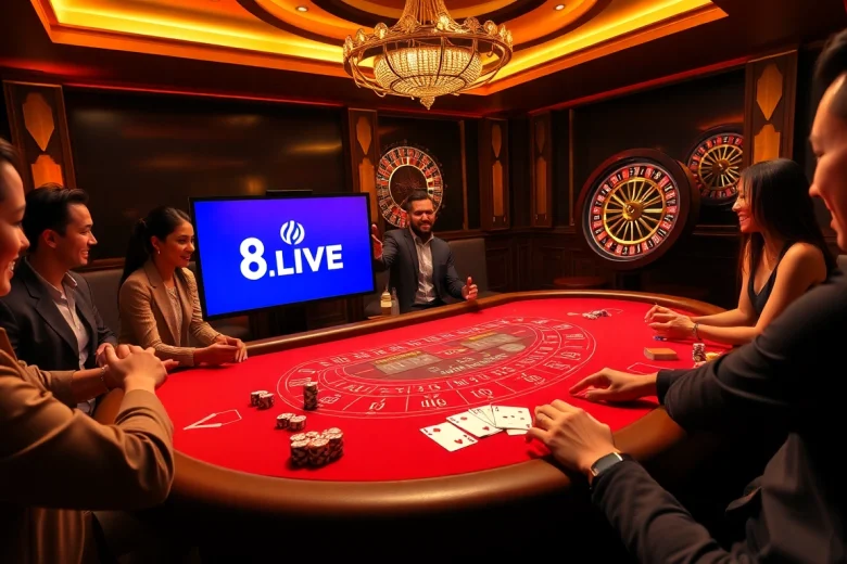 Experience the thrill of 8LIVE casino gameplay at a luxurious baccarat table.