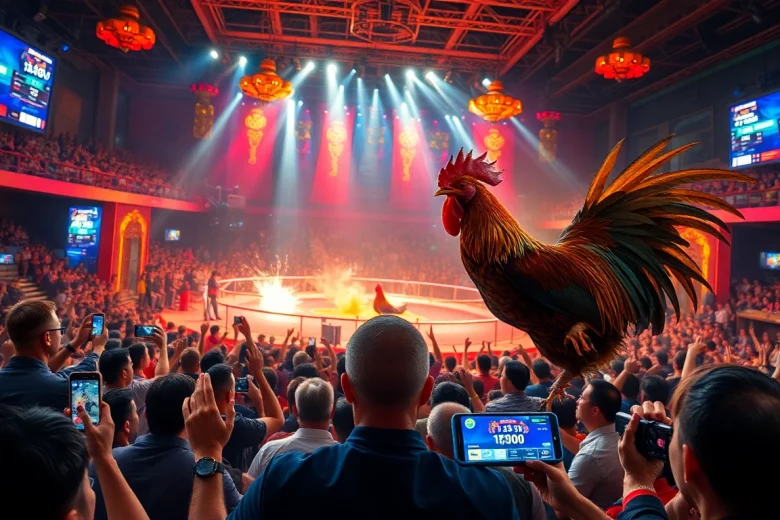 Experience the thrill of đá gà trực tiếp with high-stakes action in a vibrant cockfighting arena.