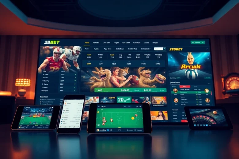 Engaging gaming interface showcasing 28BET online betting options in a modern setting